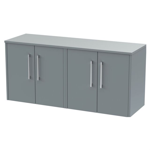 Balterley Winshill Contemporary 2 Door Wall Hung Vanity Unit with Worktop, Grey, 1205mm