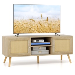 COSTWAY TV Stand for TVs up to 55 Inch Rattan Media Console Table