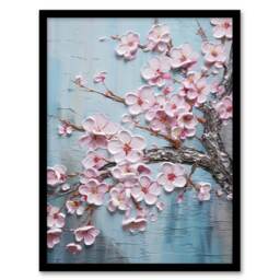 Cherry Blossom Splendor Delicate Elegant Pink Soft Oil Framed Wall Art Print