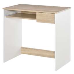 HOMCOM 80cm Compact Computer Desk with Keyboard Tray, Home Office Desk with Drawer for Bedroom Study, Oak