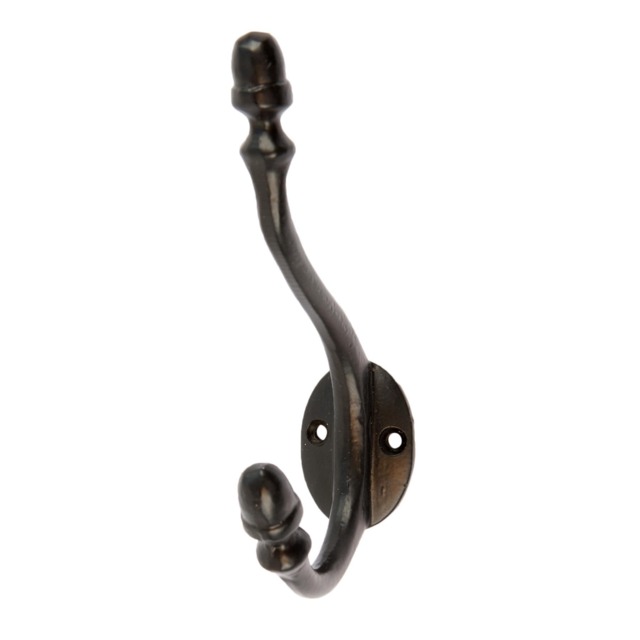 Hammer & Tongs Antique Deco Hat & Coat Hook - W30mm x H135mm - Black