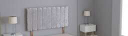 "Silver Crushed Velvet 9 Panel Headboard Silver 4FT6 Double 20""inch Headboard"