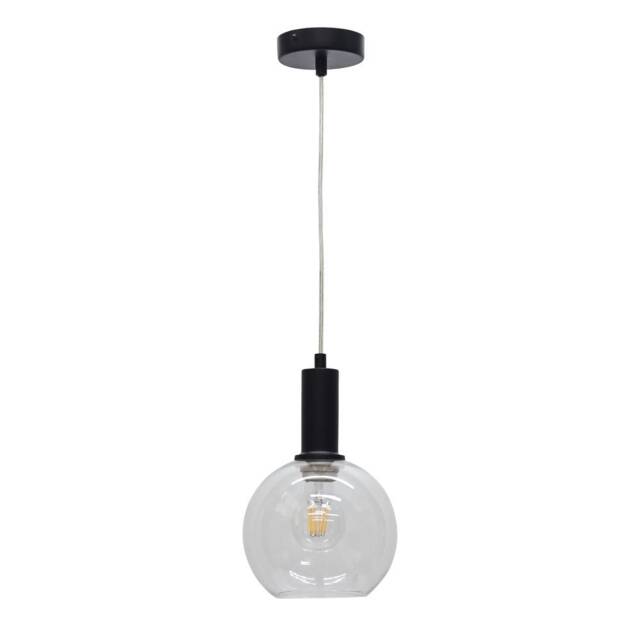 Barnum - Clear Glass Globe Black Deco Pendant Fitting