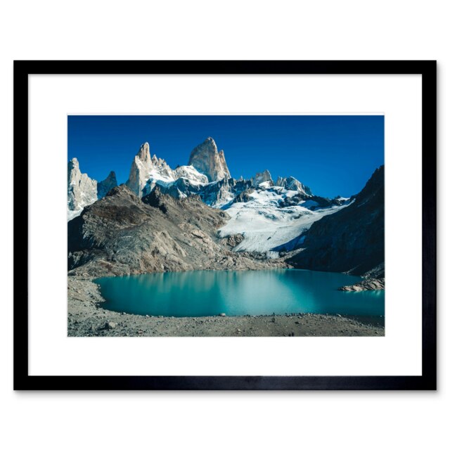 "Marttinen Fitz Roy Mountain Argentina 9x7"" Black Framed Wall Art Print"