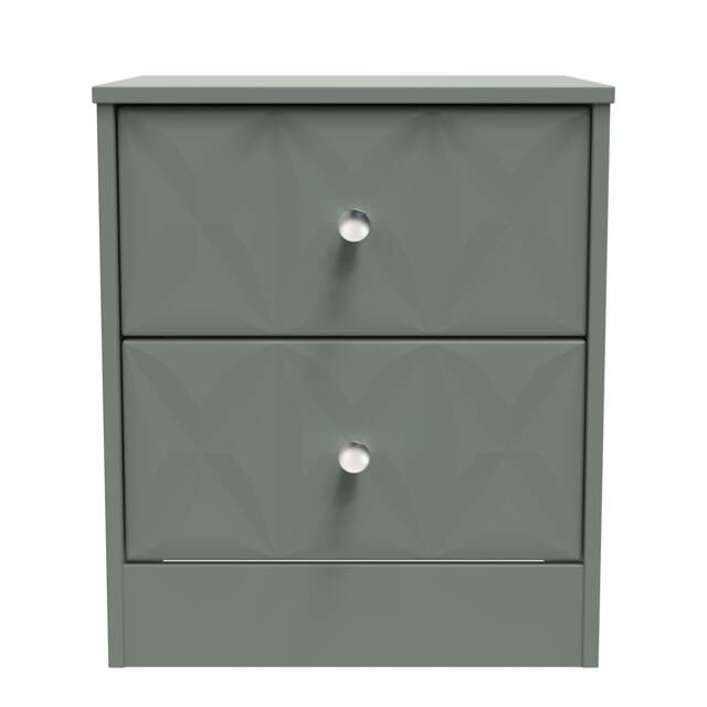 Memphis 2 Drawer Compact Bedside Cabinet in Reed Green (Ready Assembled) Green Reed Green