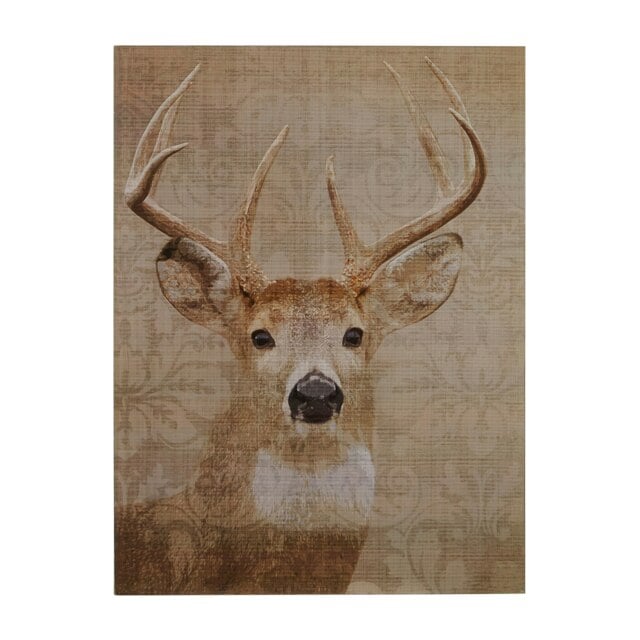 Madera Stag Damask Wall Plaque Brown