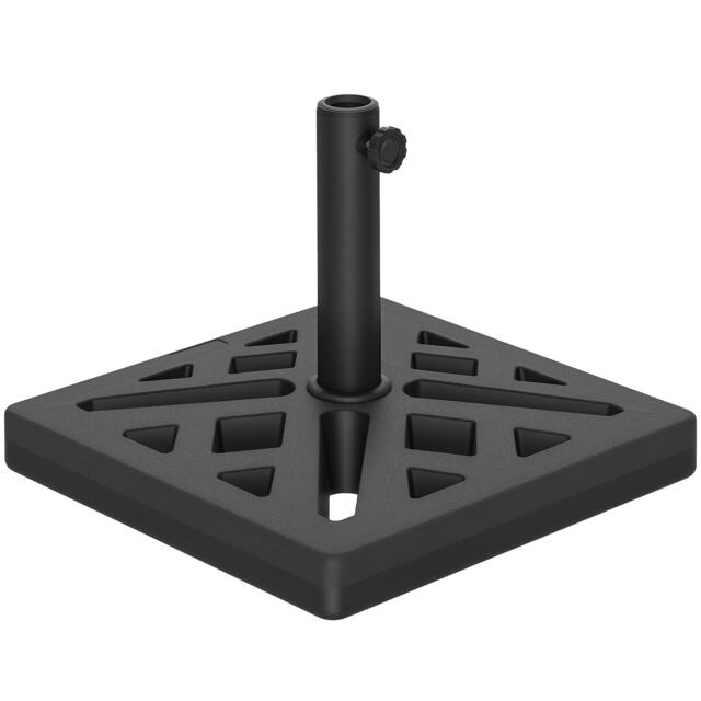 Outsunny Parasol Base 15kg Garden Umbrella Stand with Cut-Out Design, Black Black Black 1