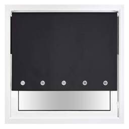 FURNISHED Blackout Roller Blind with Round Eyelets & Metal Fittings Black Black (W) 105cm x (L) 210cm
