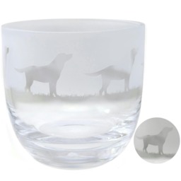 Animo Glass Candle Holder Engraved Pot Labrador