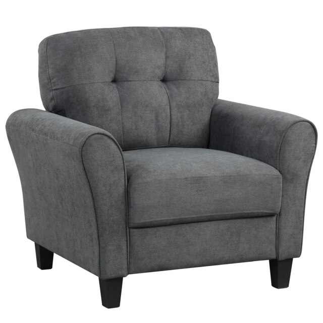 COSTWAY Tufted Upholstered Living Room Sofa Reading Armchair Grey Chair