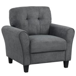 COSTWAY Tufted Upholstered Living Room Sofa Reading Armchair Grey Chair