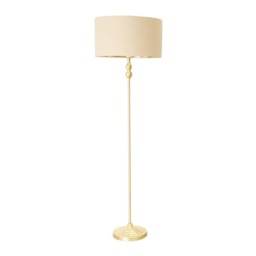 ValueLights Maggie Gold Candlestick Floor Lamp Beige Gold Shade and Bulb