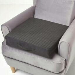 Homescapes Black Suede Orthopaedic Foam Armchair Booster Cushion Black Black 50 x 50 x 10 cm