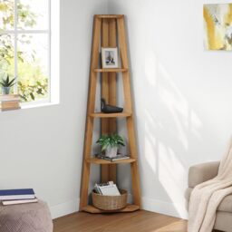 Mercers Furniture Corona Corner Ladder Bookcase Open Shelving Storage Solid Wood Mexican Pine Wooden Antique Wax