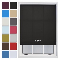 FURNISHED Daylight Roller Blinds with Triple Diamond Eyelet Cut to Size Sheer Fabric Black Black (W) 180cm x (L) 210cm