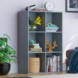Vida Designs Durham 2x3 Cube Storage Bookcase Display Unit, Grey