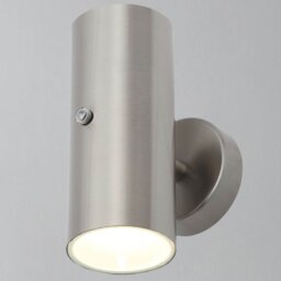 CGC VERITY Stainless Steel LED Outdoor Wall Spotlight with Photocell Sensor Silver Stainless Steel With Photocell Height: 18 cm, Width: 8.6 cm, Depth: 12.3 cm