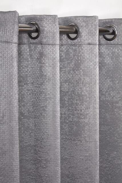 Metro Thermal Blackout Eyelet Curtains 116cm x 183cm Silver Grey Grey
