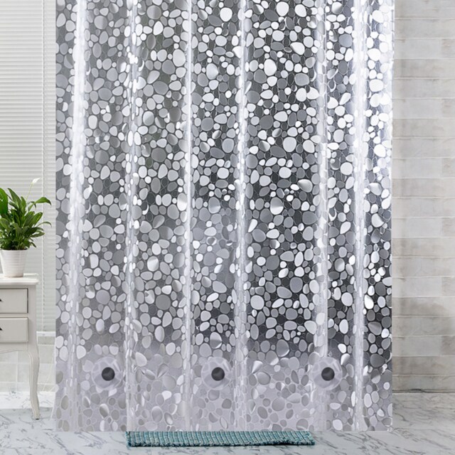 PEVA Transparent Waterproof Shower Curtain with 12 Hooks - 180x180cm