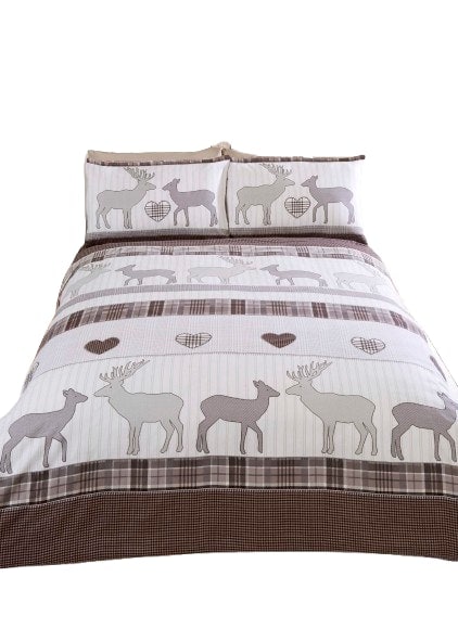 St Andrews Cotton Bed Cover Duvet Cover Set Brown Natural Double 1