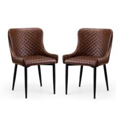 Cromwell Premium Brown Faux Leather Dining Chairs - Set of 2