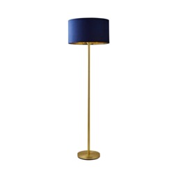 ValueLights Charlie Gold Floor Lamp Navy Velvet Gold Shade