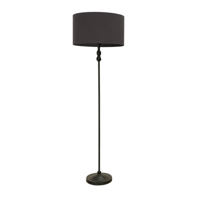 ValueLights Maggie Black Candlestick Floor Lamp Charcoal Shade Black