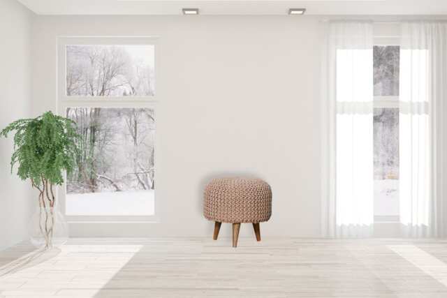 Keeva Beige Round Footstool