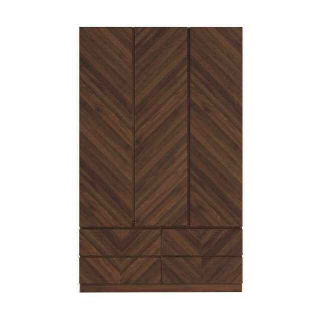 Catania 3 Door 4 Drawer Wardrobe Brown Royal Walnut