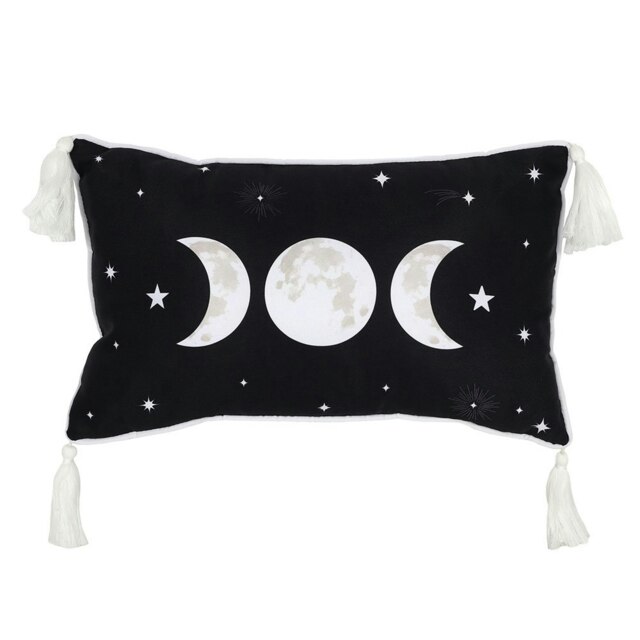 Something Different Rectangular Triple Moon Design Cushion - Black/White - One Size