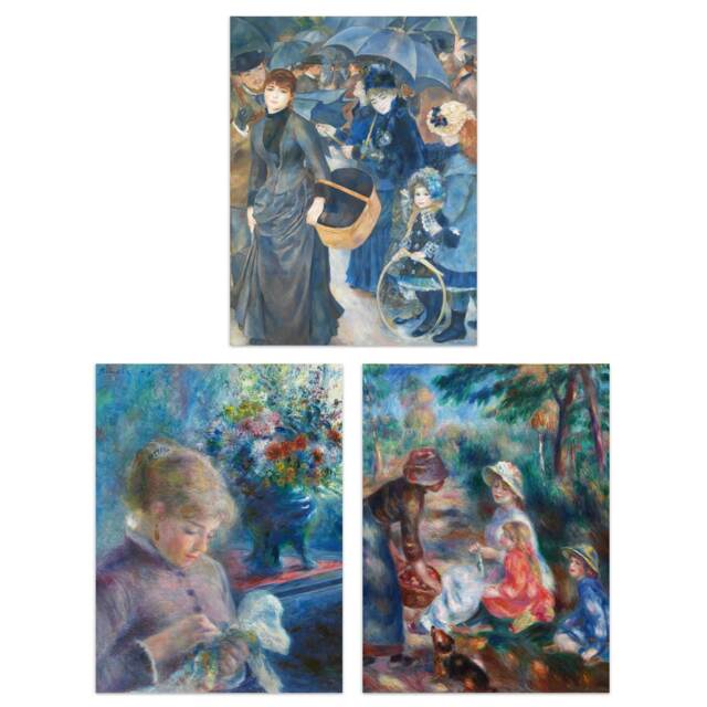 Set Of 3 Pierre-Auguste Renoir Impressionist Home Decor White Artwork Wall Art Prints 12X16 Inch