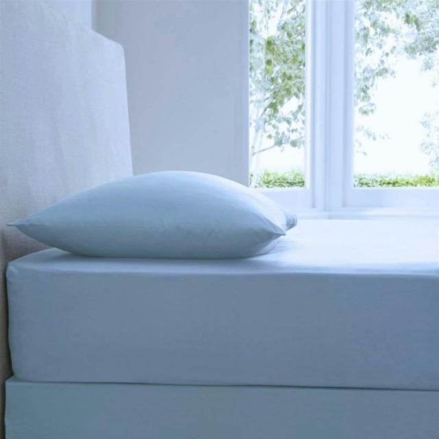 "Percale 10"" Fitted Sheet 180 Thread Count - Light Blue - King"