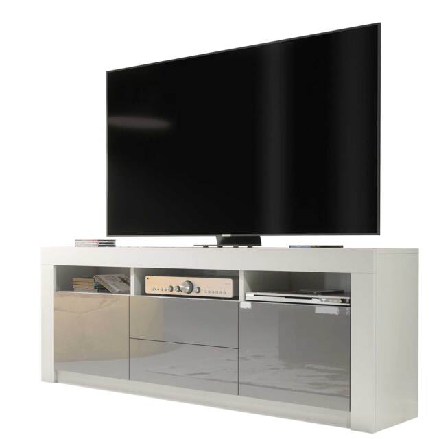 TV Unit TV Stand White Grey High Gloss Media Console Sideboard Storage Cabinet 160cm