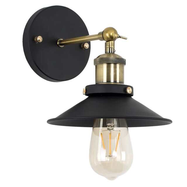 ValueLights Colonial Industrial Black and Antique Brass Wall Light