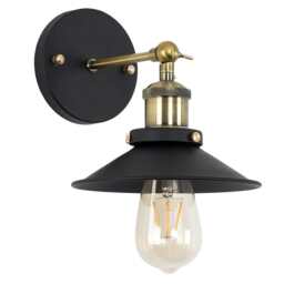 ValueLights Colonial Industrial Black and Antique Brass Wall Light