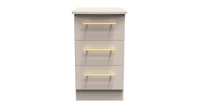 Helmsley 3 Drawer Bedside Cabinet in Kashmir Matt (Ready Assembled) Cream Kashmir Matt