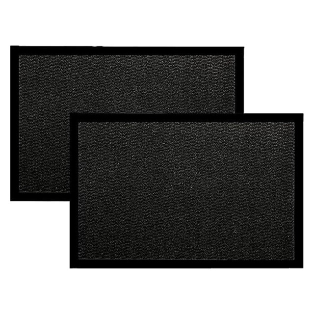 Pack of 2 Door Mat Dirt Floor and Kitchen Doormats Super Absorbent - Durable, and Reusable for Home and Office (Black, 40 x 60cm)