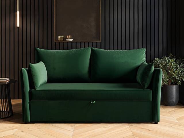 SOLACE+CO Skyler 2 Seater Sofa Bed Bottle Green Velvet
