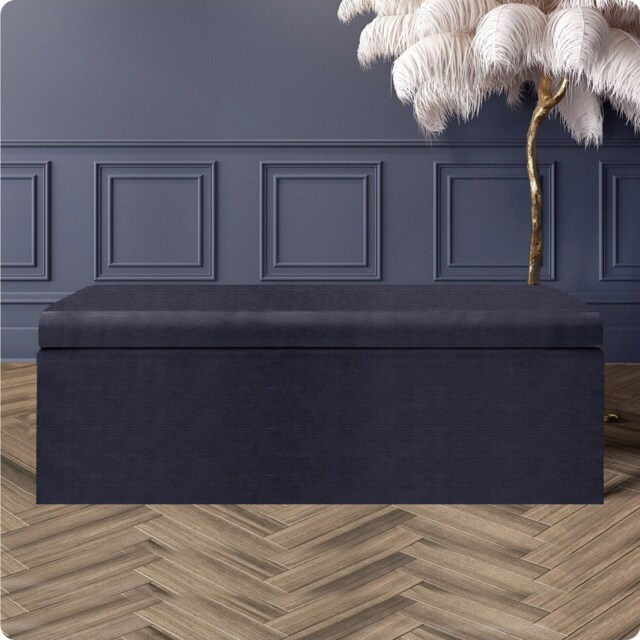 150cm Large Plain Safar Storage Ottoman Box, Charcoal Naples Upholstered Deep Storage Ottoman End of Bed Bench