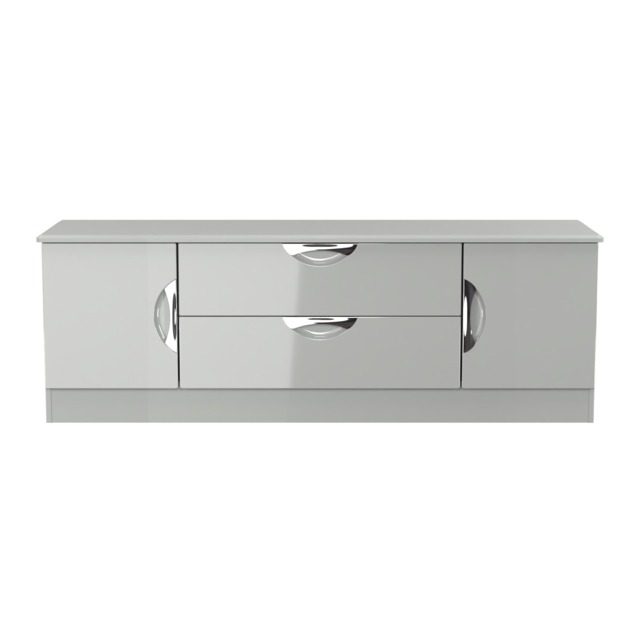 Holborn 2 Door 2 Drawer Wide TV Unit in Grey Gloss & Dusk Grey (Ready Assembled) Grey Grey Gloss & Dusk Grey