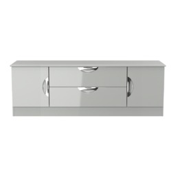 Holborn 2 Door 2 Drawer Wide TV Unit in Grey Gloss & Dusk Grey (Ready Assembled) Grey Grey Gloss & Dusk Grey