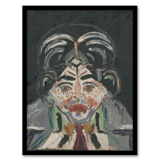 "Head of a Woman Portrait Kubincan Framed Wall Art Print 12X16"""
