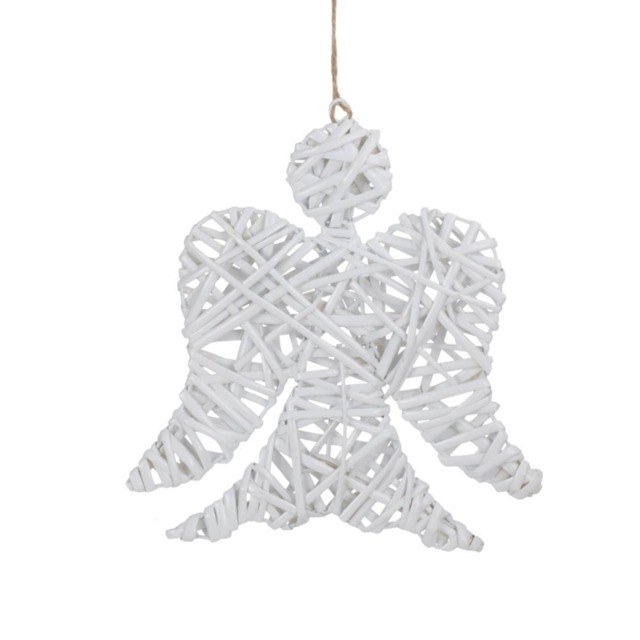White Angel Wicker Christmas Decoration