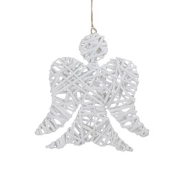 White Angel Wicker Christmas Decoration