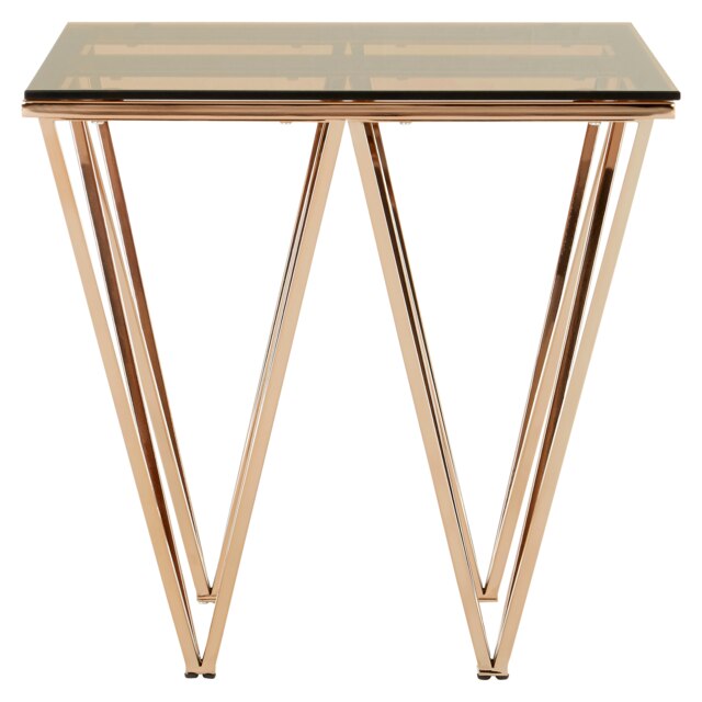 Orsina Sleek Square Rose Gold End Table, Versatile Statement Side Table, Contemporary Livingroom Side Table
