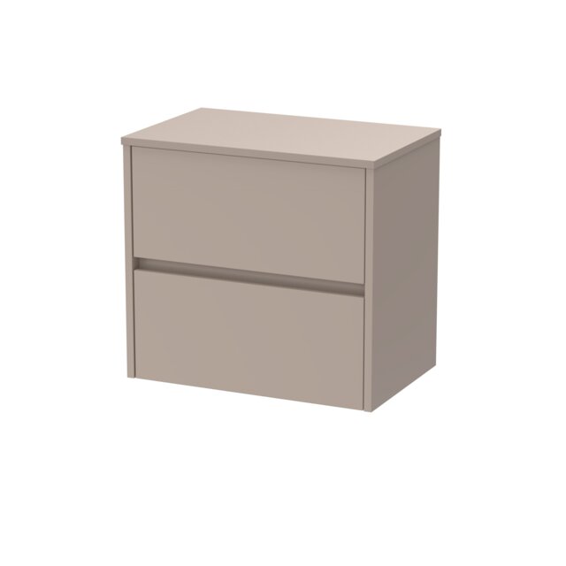 Balterley Chartley Contemporary Wall Hung 2 Drawer Vanity Unit with Laminate Worktop, 600mm, Taupe