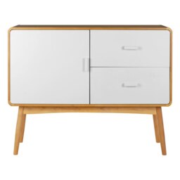 Orsina Scandi Style Sideboard, Natural Wood Sideboard, Modern Oak Wood Sideboard, 1 Door and 2 Drawer Sideboard