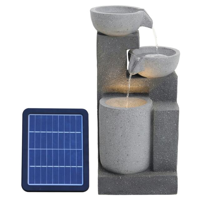 Living and Home Water Fountain Rockery 3-Tier Solar Powered