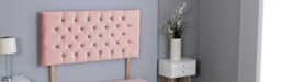 "Pink Plush Velvet Chesterfield Headboard Pink 2FT6 Small Single 20""inch Headboard"