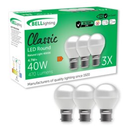 BELL Lighting B22 LED Golf Ball Natural White 4000K 4.7W Energy Saving Light Bulb